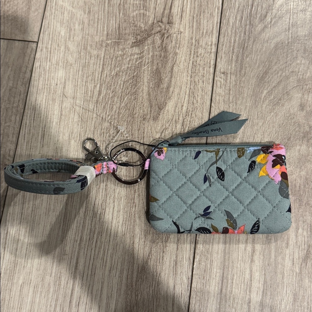 Vera Bradley Quilted Wristlet in Blue and Pink Floral